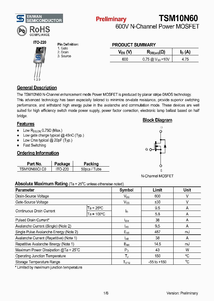 TSM10N60CIC0_4551999.PDF Datasheet