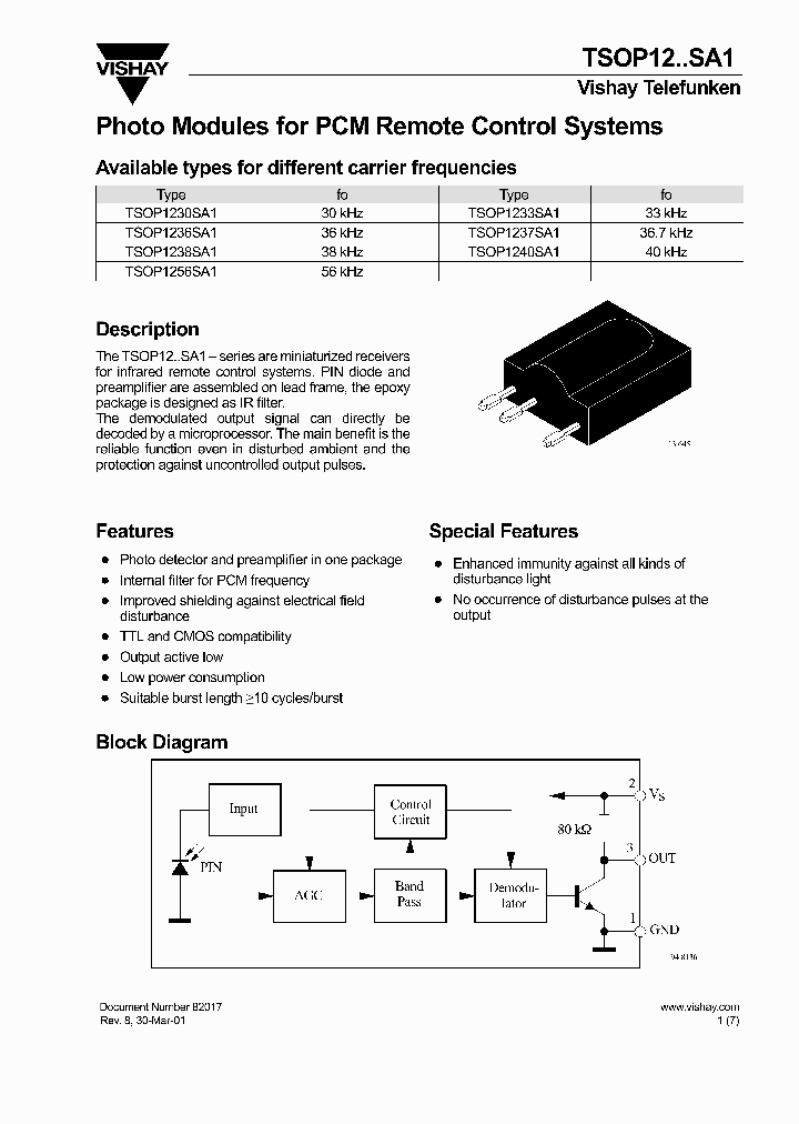 TSOP1233SA1_4528637.PDF Datasheet