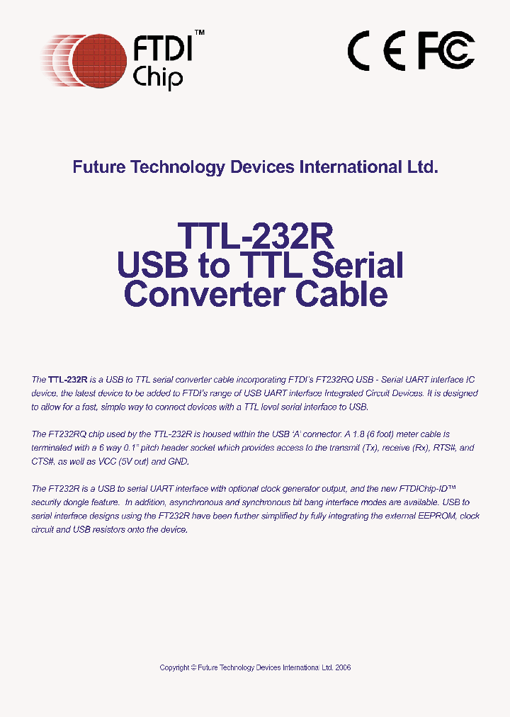 TTL-232R-3V3_4285352.PDF Datasheet