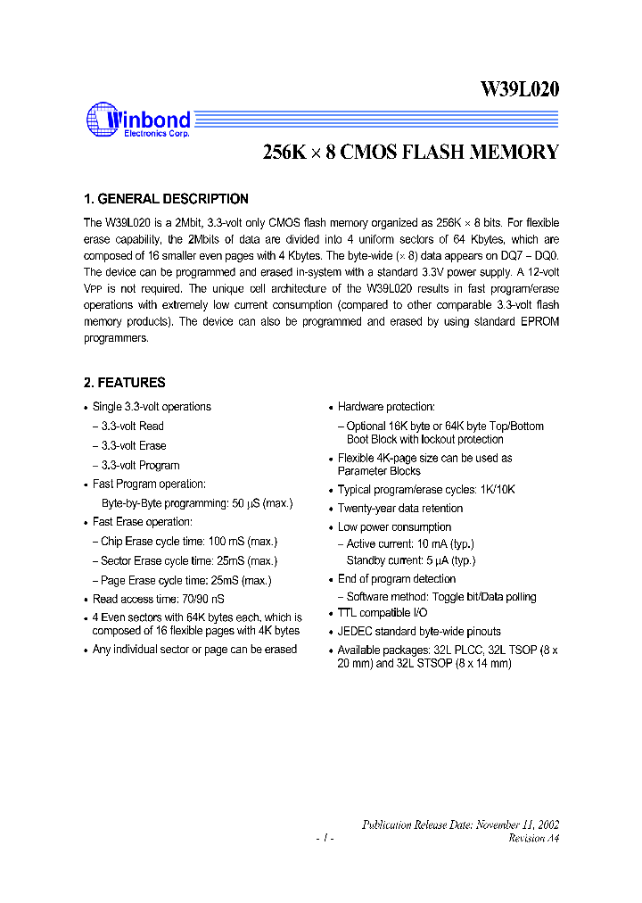 W39L020_4713187.PDF Datasheet