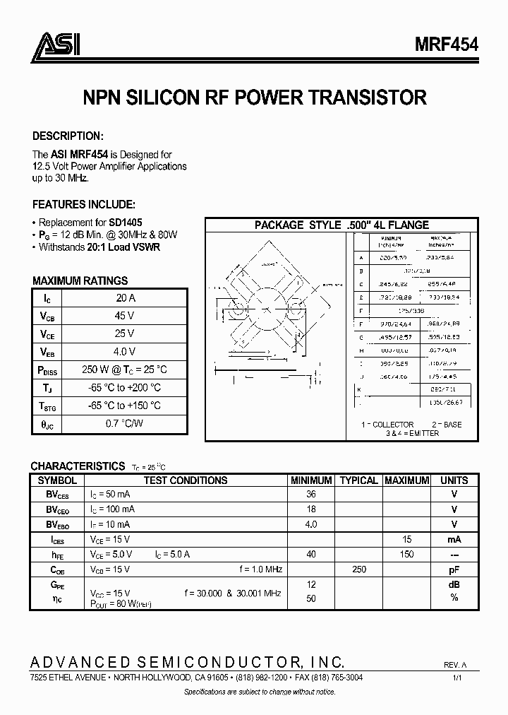 MRF454_991983.PDF Datasheet