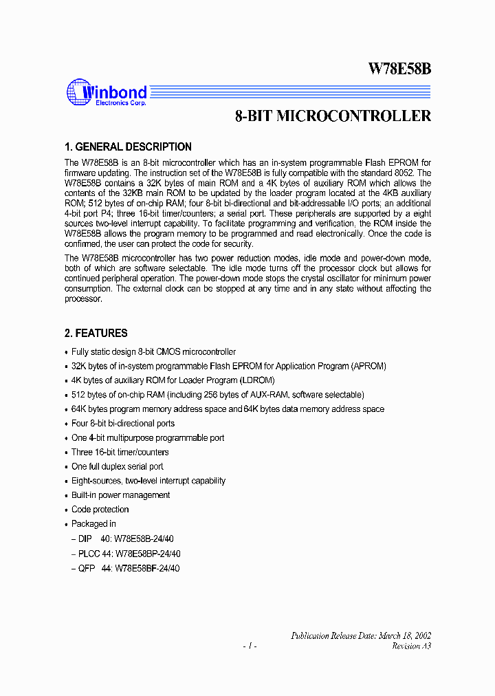 W78E58B_1007450.PDF Datasheet