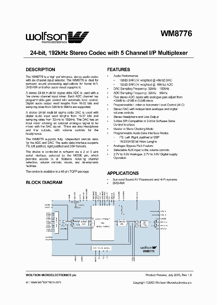 WM8776_1007703.PDF Datasheet