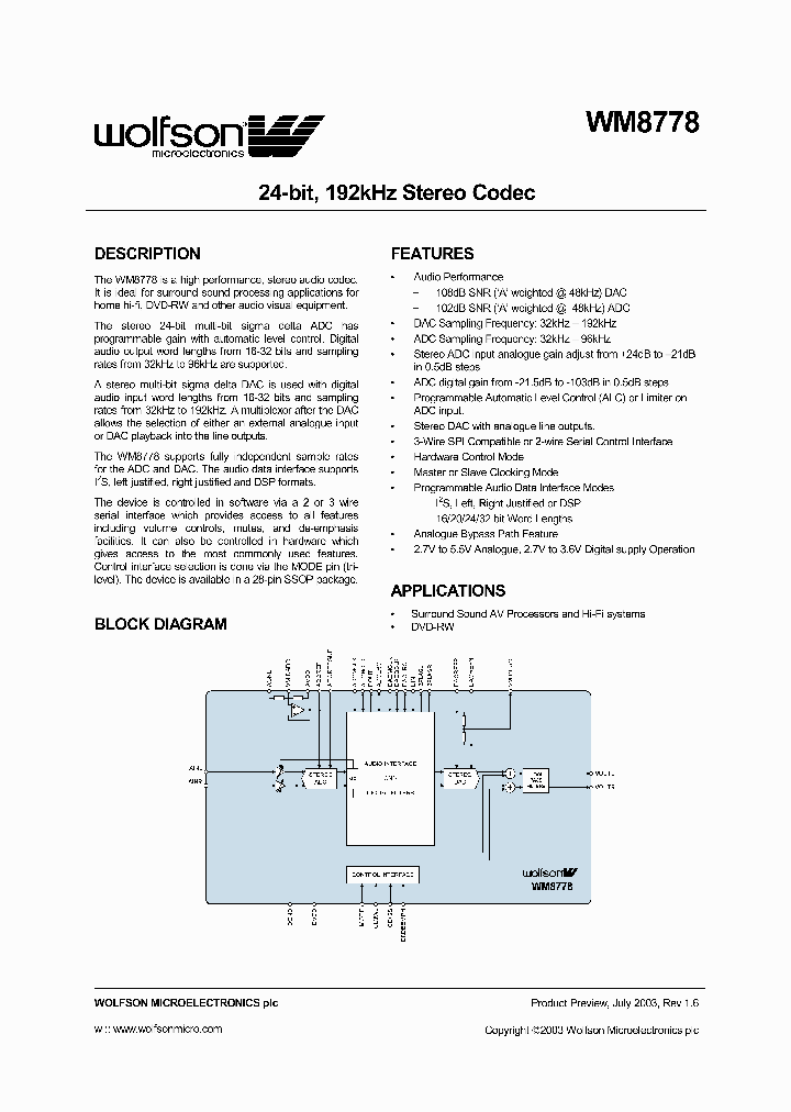 WM8778_1007704.PDF Datasheet