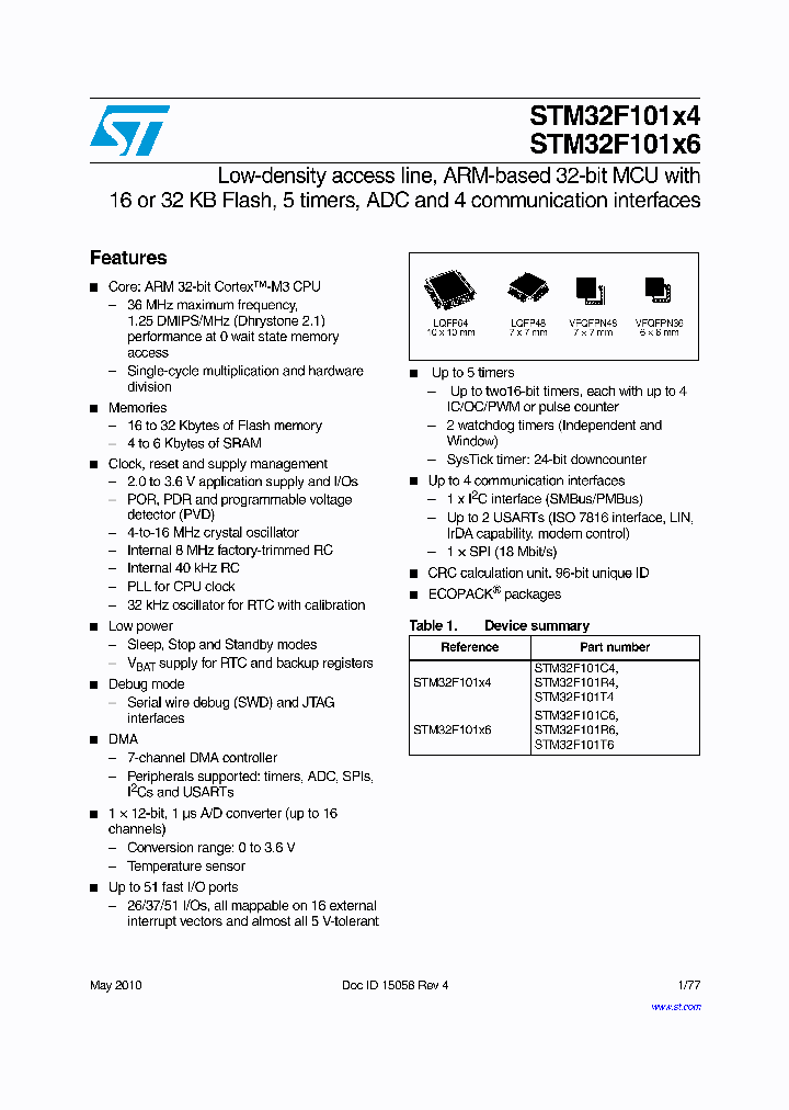 STM32F101X410_4926359.PDF Datasheet