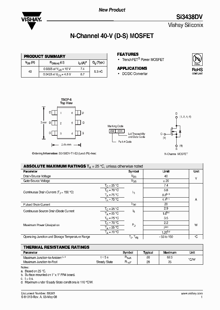 SI3438DV-T1-E3_4928615.PDF Datasheet