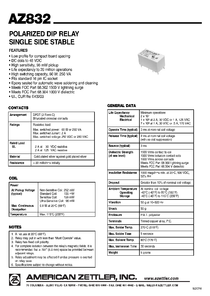 AZ832-2C-3DE_4932945.PDF Datasheet