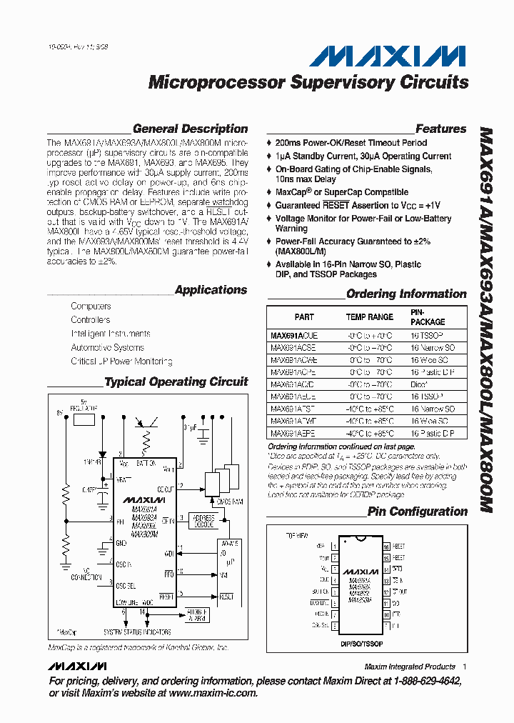 MAX691AEUE_4934386.PDF Datasheet