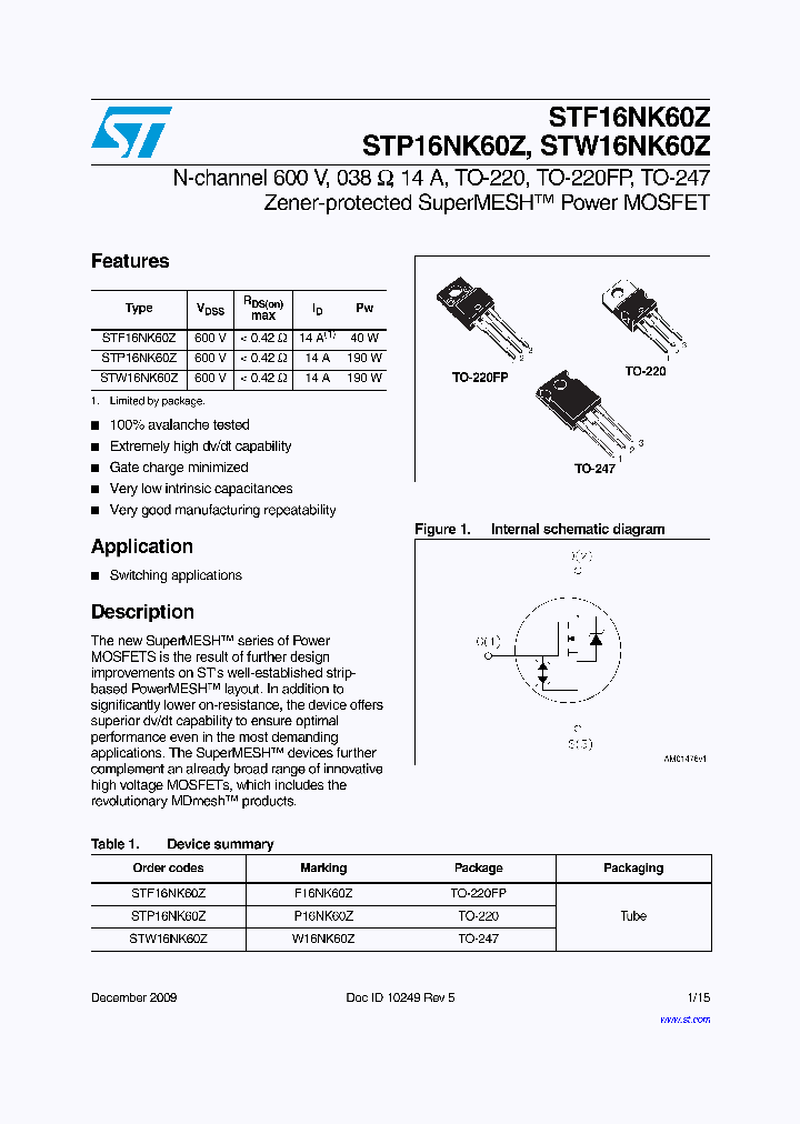 STF16NK60Z_4942814.PDF Datasheet