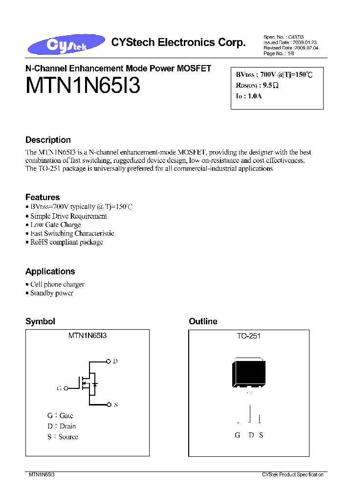 MTN1N65I3_4943727.PDF Datasheet