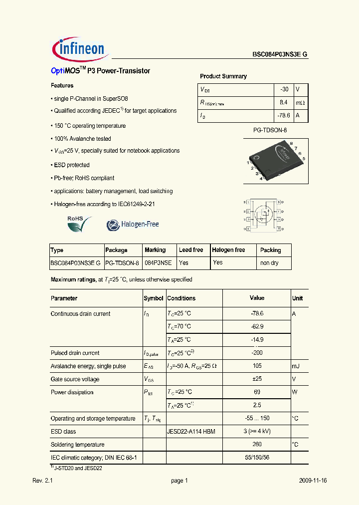 BSC084P03NS3EG_4959741.PDF Datasheet