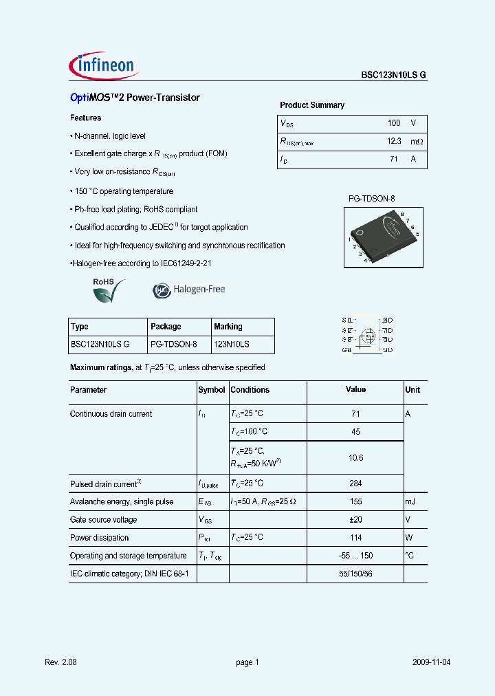 BSC123N10LSG_4969297.PDF Datasheet