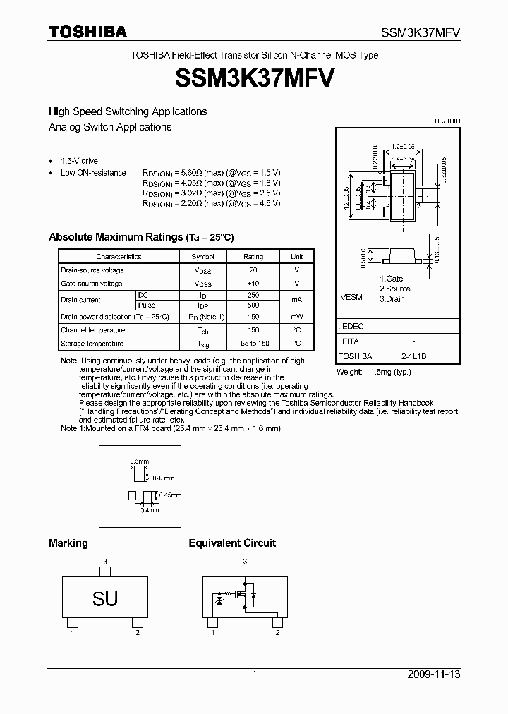 SSM3K37MFV_4977044.PDF Datasheet