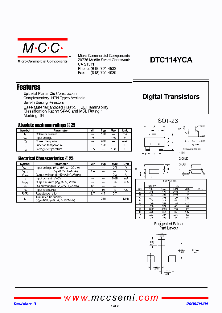 DTC114YCA-TP_4996700.PDF Datasheet