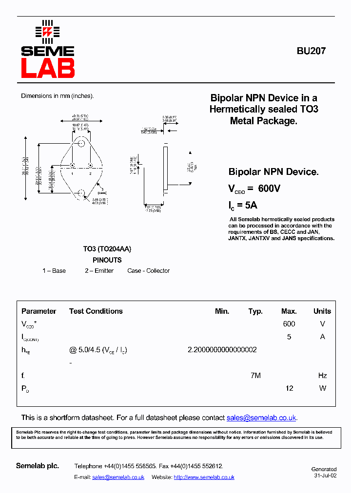 BU207_5016606.PDF Datasheet