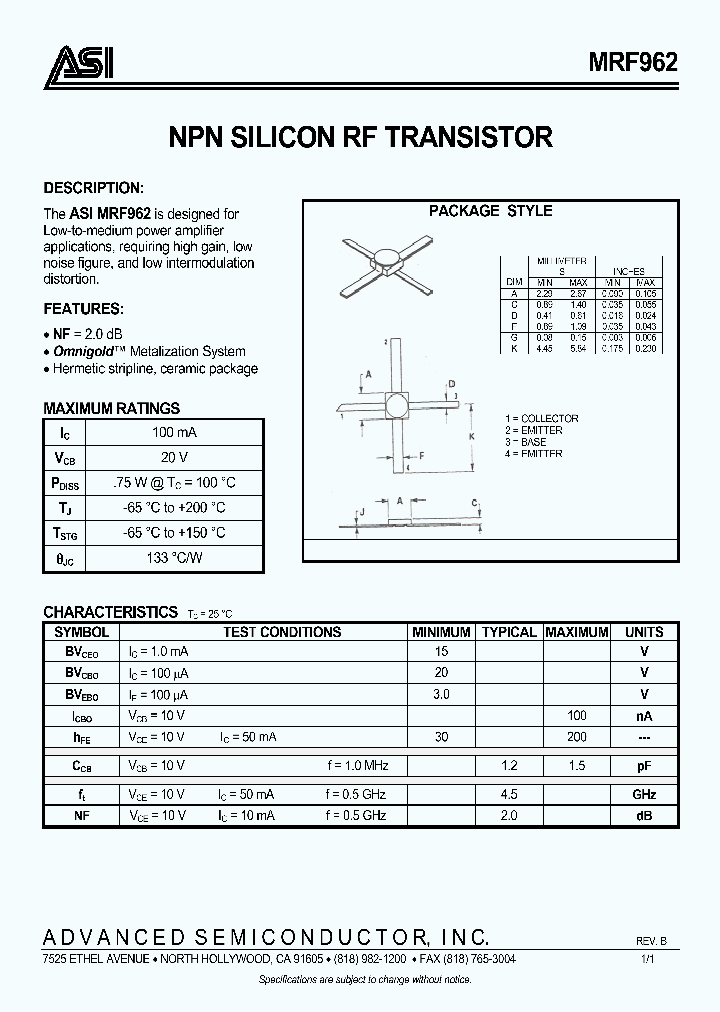 MRF962_5019483.PDF Datasheet