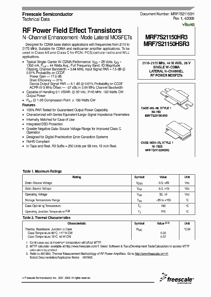 MRF7S21150HR3_5037390.PDF Datasheet