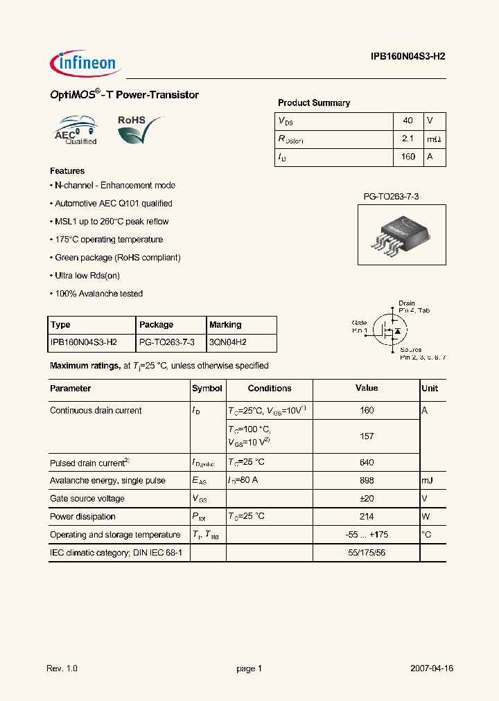 IPB160N04S3-H2_5038561.PDF Datasheet