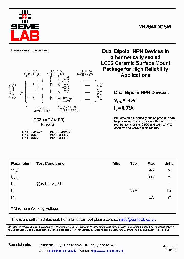 2N2640DCSM_5039834.PDF Datasheet