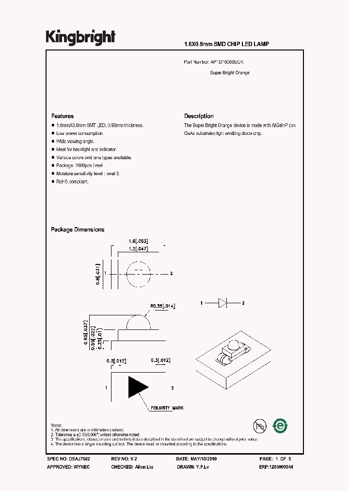 APTD1608SECK_5050794.PDF Datasheet