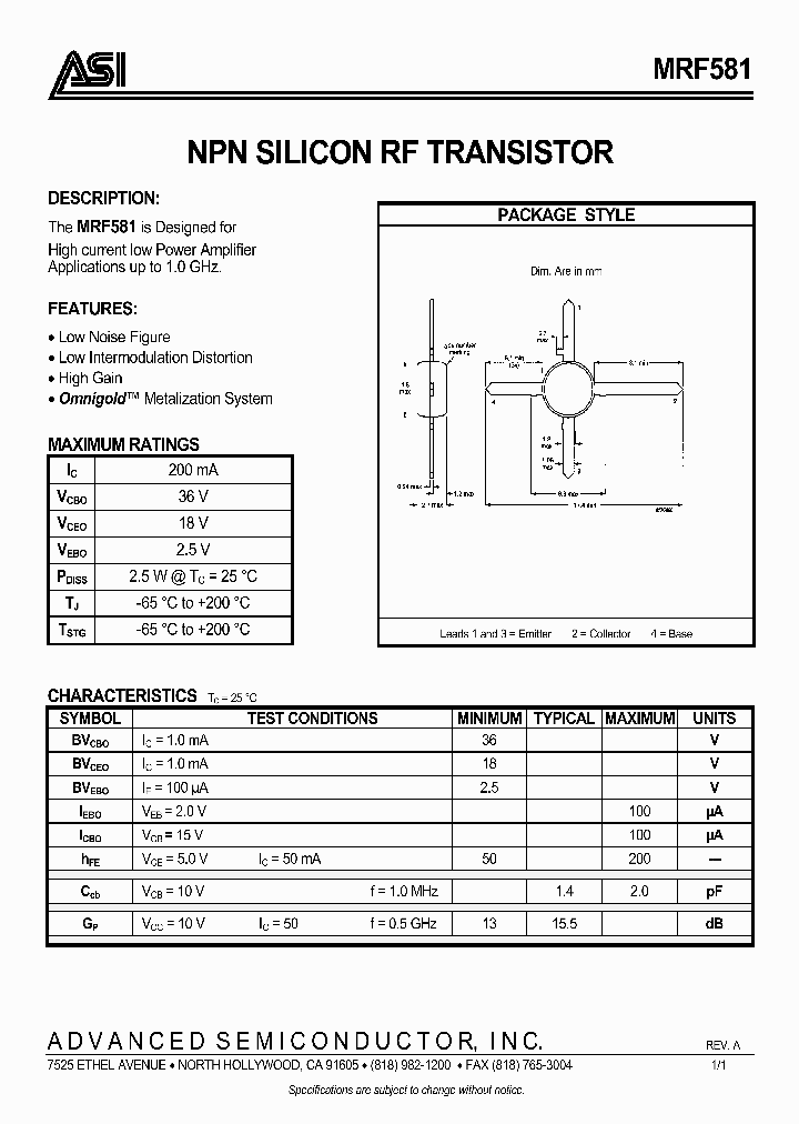 MRF581_5053631.PDF Datasheet