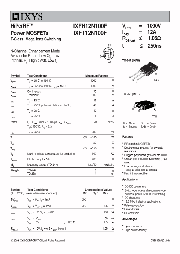 IXFT12N100F_5067570.PDF Datasheet