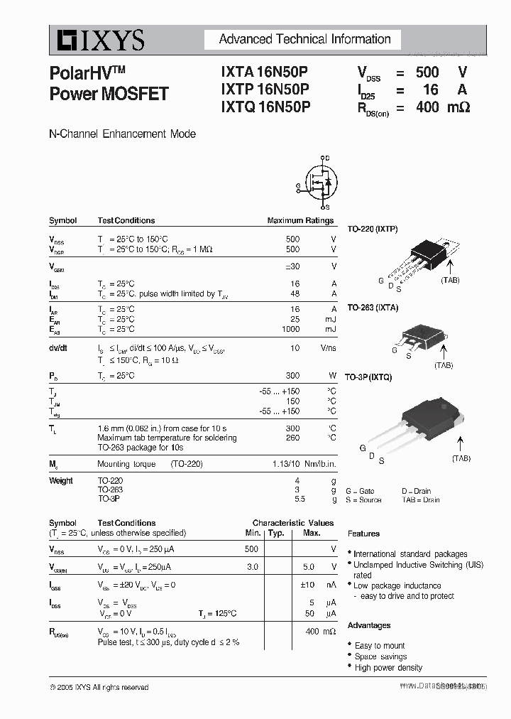 IXTA16N50P_71683.PDF Datasheet