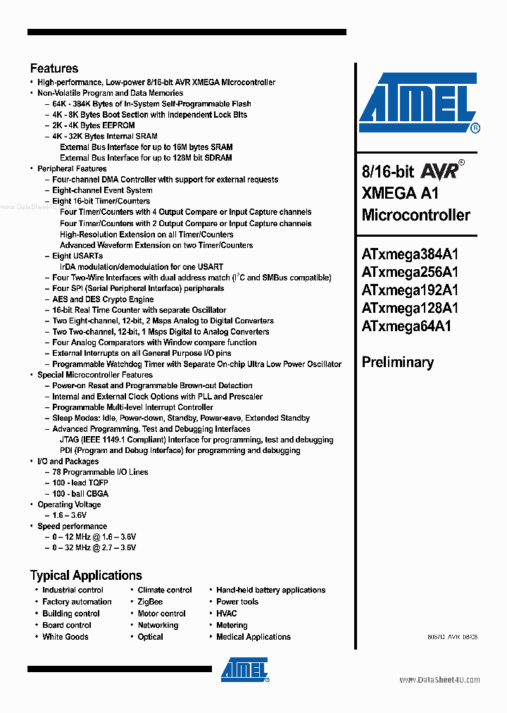 ATXMEGA192A1_88068.PDF Datasheet