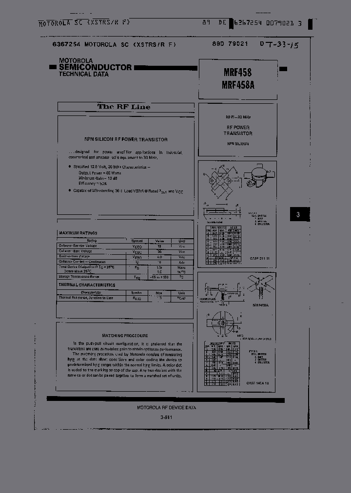 MRF458_95708.PDF Datasheet