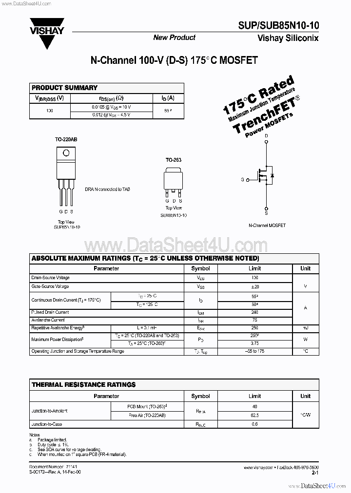 SUB85N10-10_136046.PDF Datasheet