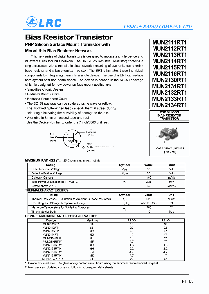 MUN2111RT1_136171.PDF Datasheet