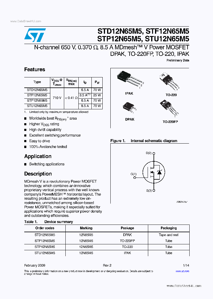 STD12N65M5_152884.PDF Datasheet