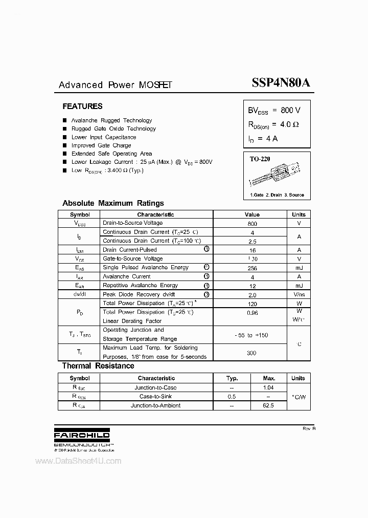 SSP4N80A_165943.PDF Datasheet