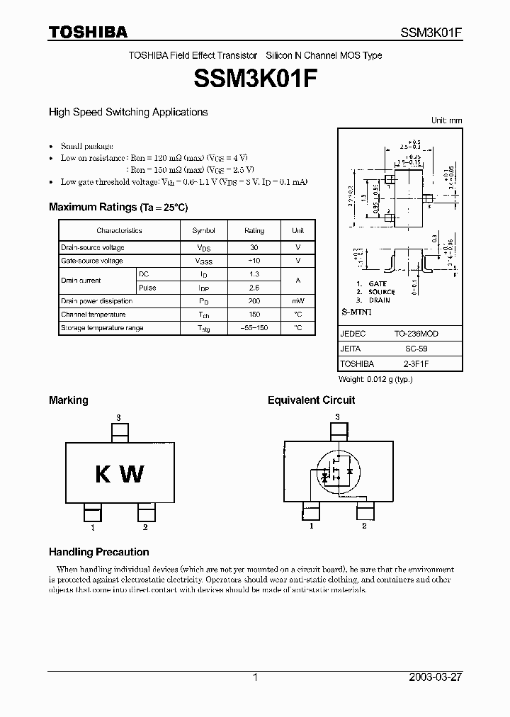 SSM3K01F_187722.PDF Datasheet