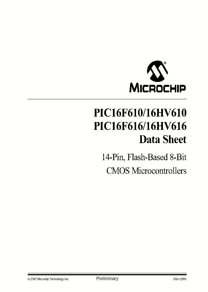 PIC16HV610T-EML_339275.PDF Datasheet