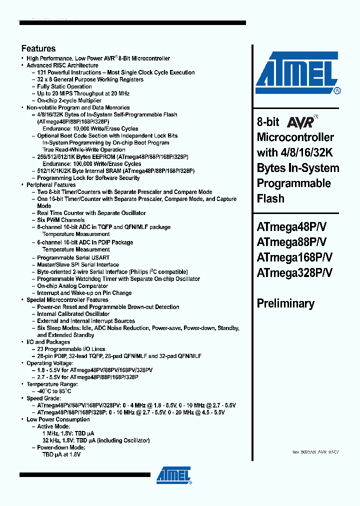 ATMEGA48P_199500.PDF Datasheet