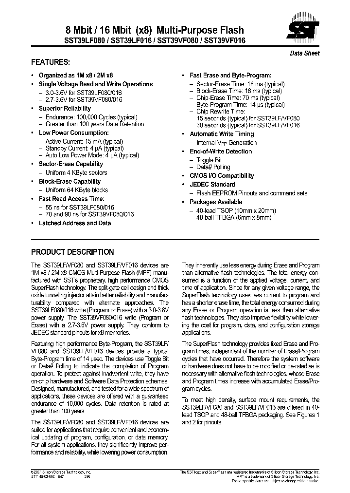 SST39LF016_199608.PDF Datasheet