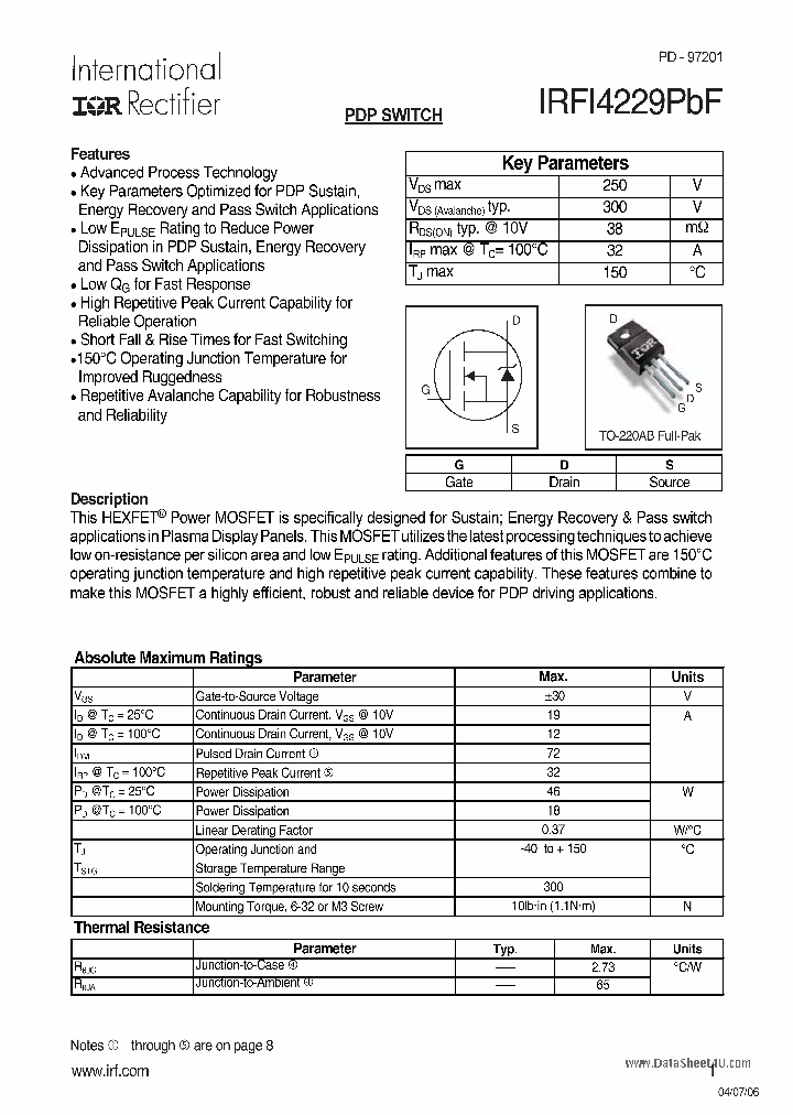 IRFI4229PBF_223987.PDF Datasheet