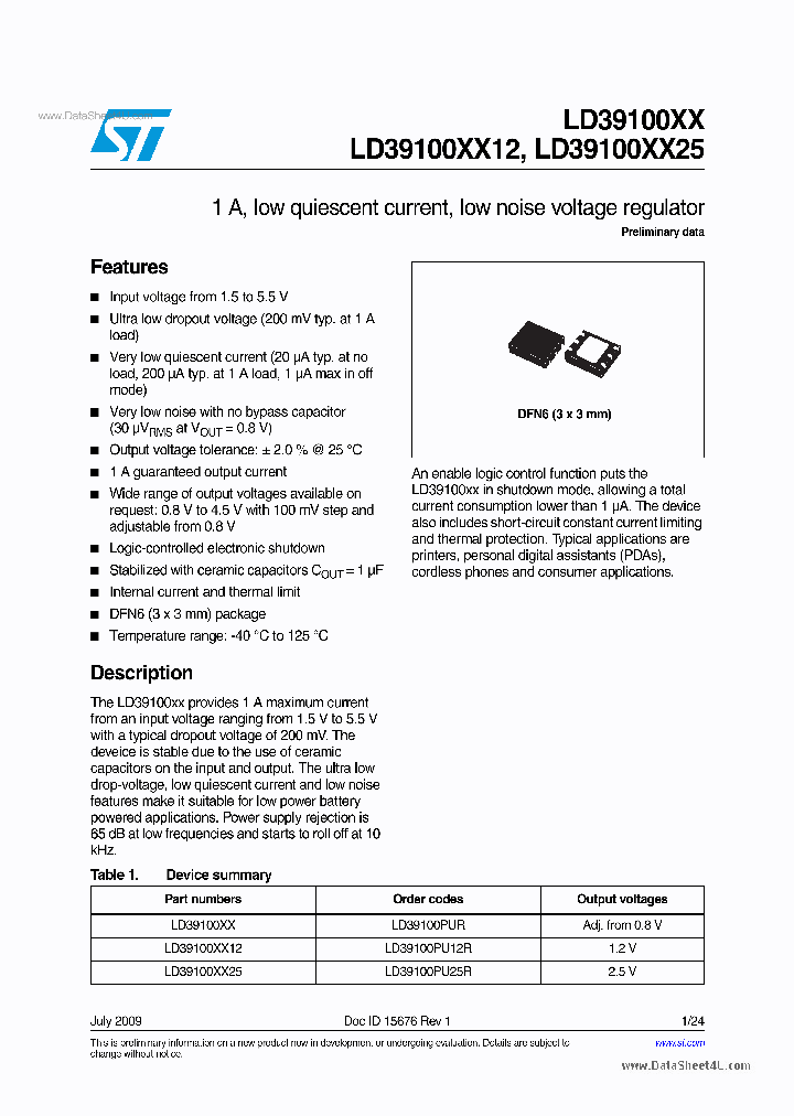 LD39100PUR_255341.PDF Datasheet