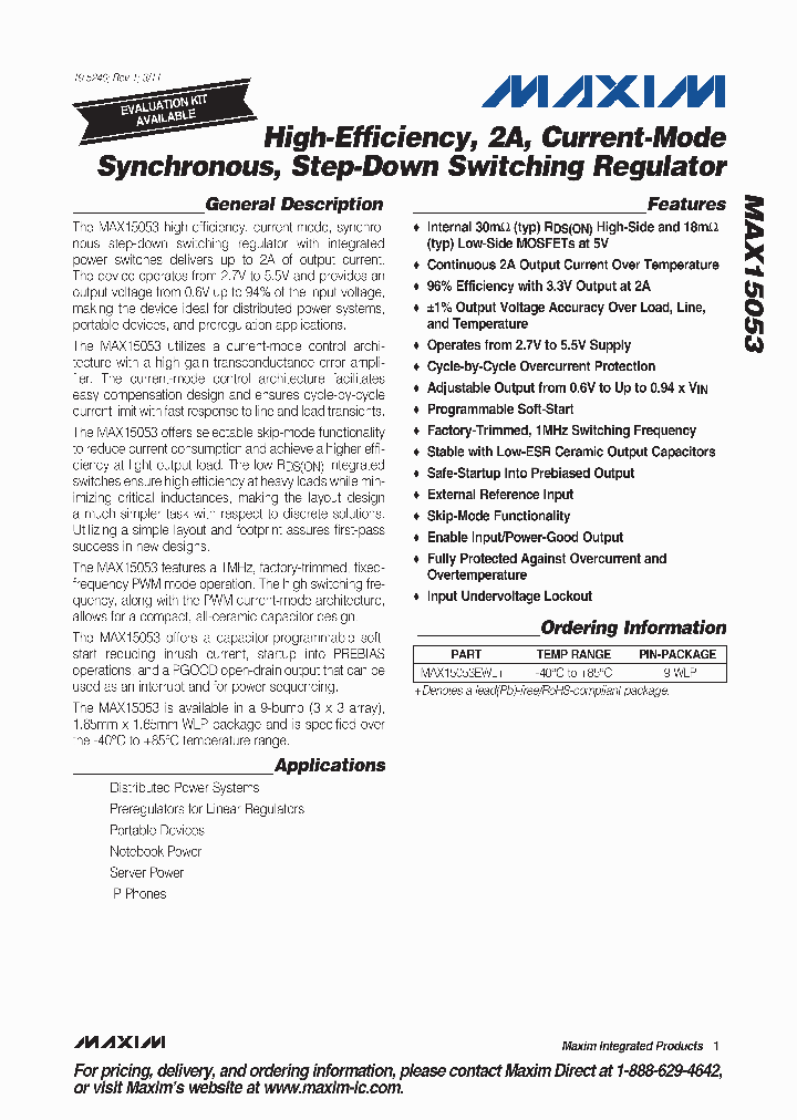 MAX15053EWL_738876.PDF Datasheet