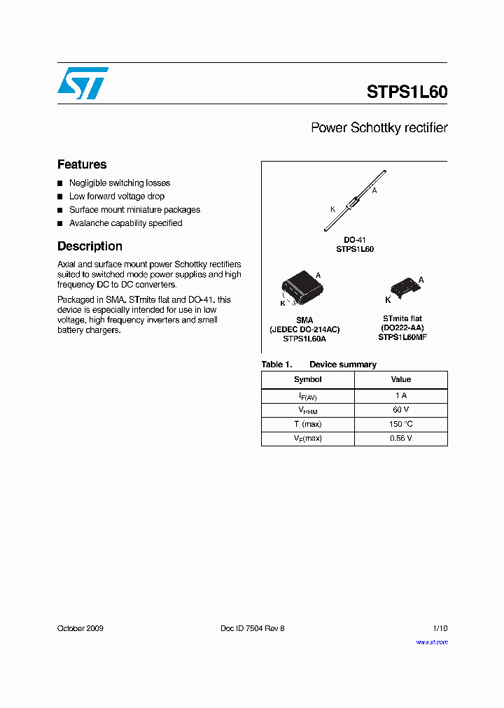 STPS1L60MF_417517.PDF Datasheet