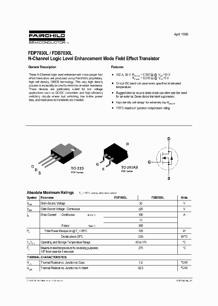 FDB7030L_801003.PDF Datasheet