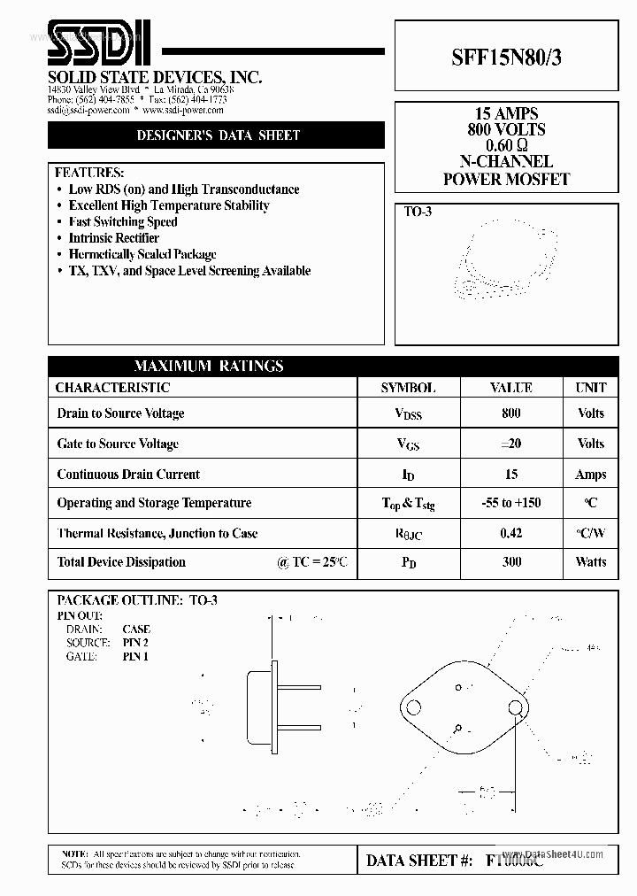 SFF15N803_559587.PDF Datasheet