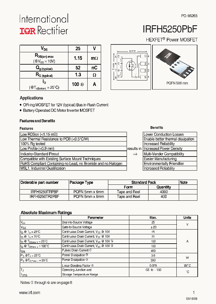 IRFH5250TR2PBF_962847.PDF Datasheet