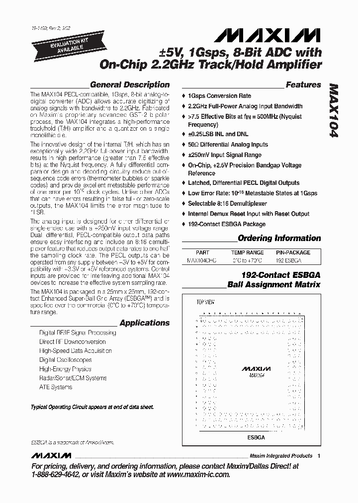 MAX104_876405.PDF Datasheet