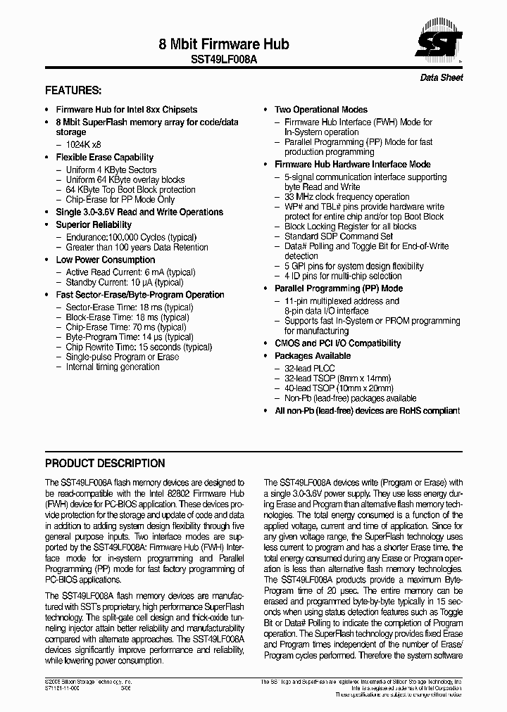 SST49LF008A-33-4C-EIE_684248.PDF Datasheet