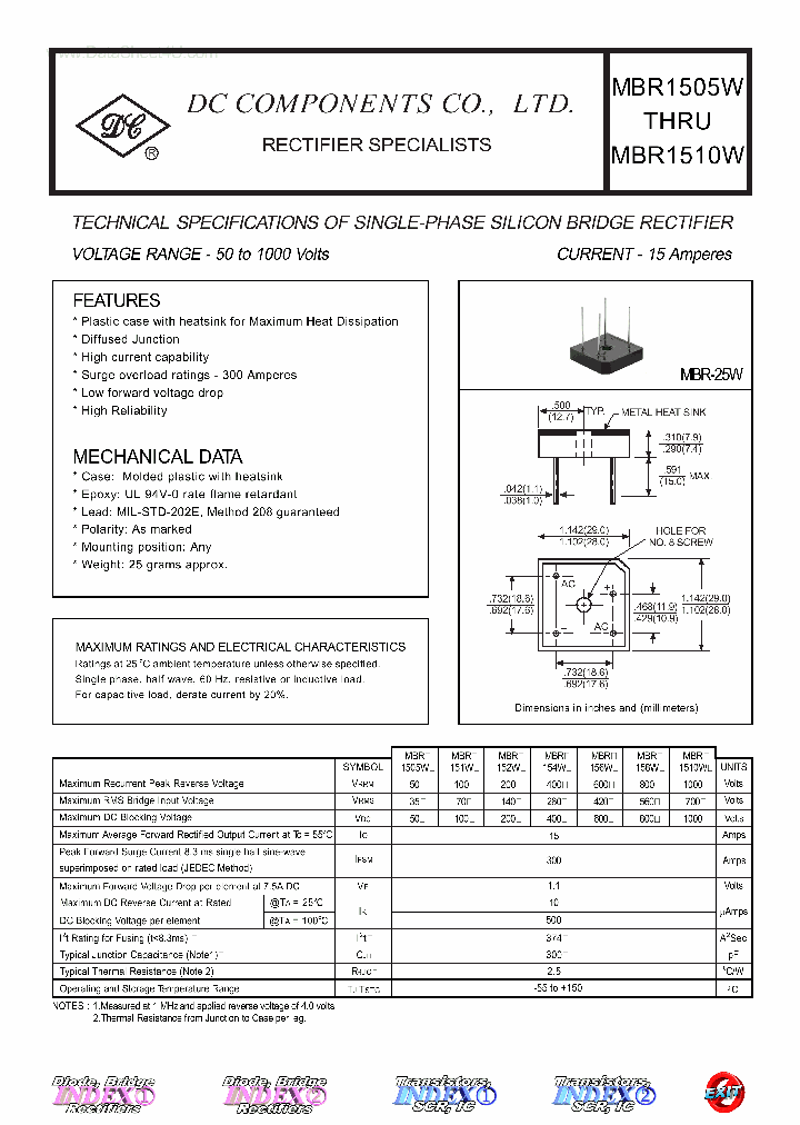 MBR1505W_777276.PDF Datasheet