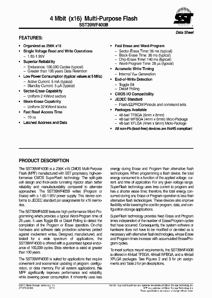 SST39WF400B-70-4I-Y1QE_701879.PDF Datasheet