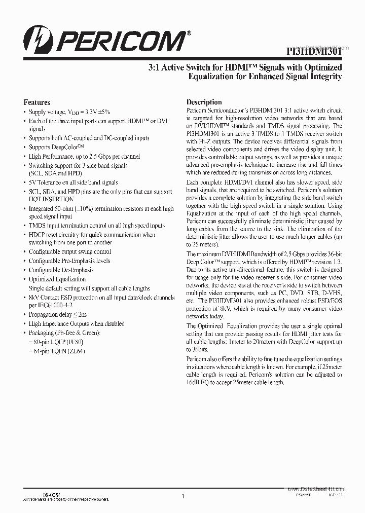 PI3HDMI301_828393.PDF Datasheet