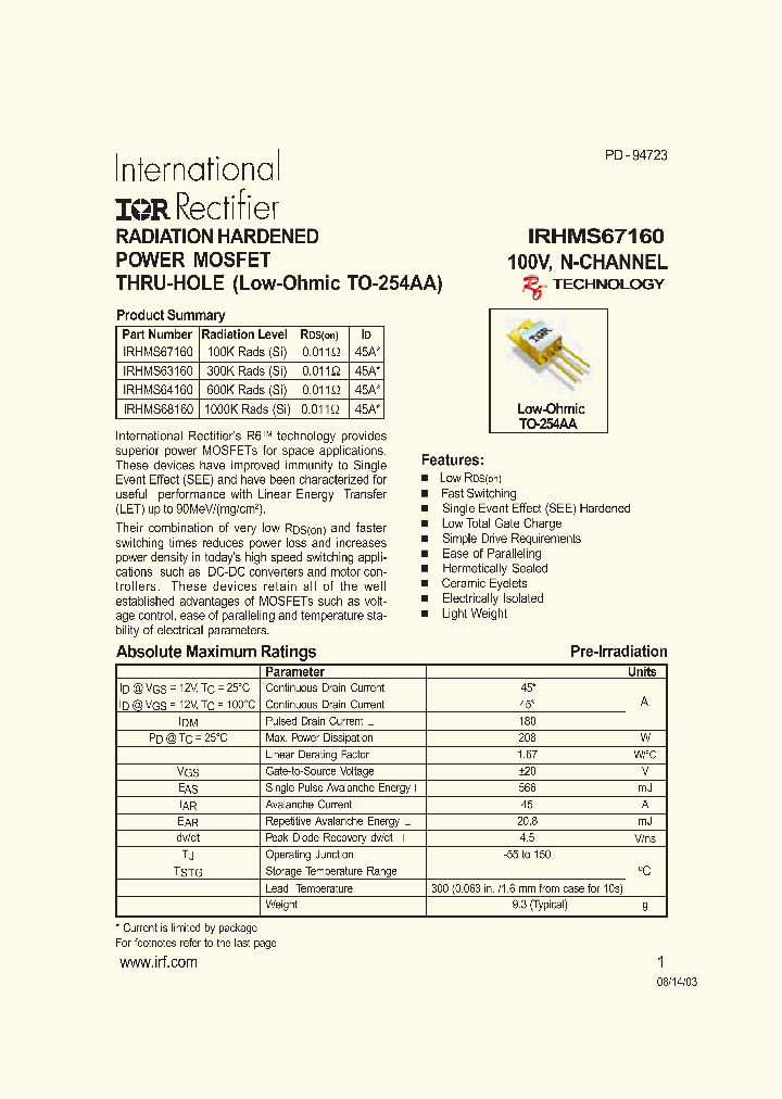 IRHMS67160_1230734.PDF Datasheet